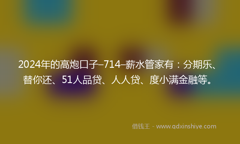 2024年的高炮口子–714–薪水管家有：分期乐、替你还、51人品贷、人人贷、度小满金融等。