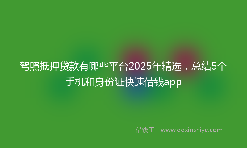 驾照抵押贷款有哪些平台2025年精选，总结5个手机和身份证快速借钱app