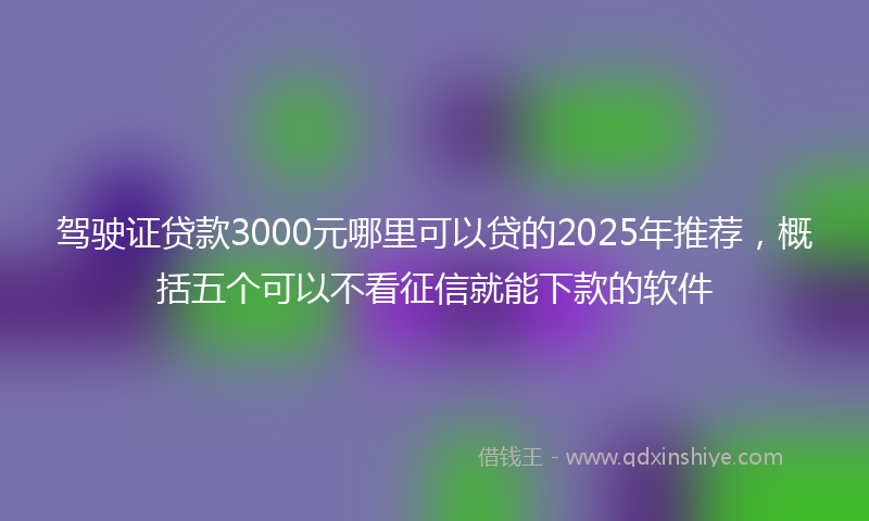 驾驶证贷款3000元哪里可以贷的2025年推荐，概括五个可以不看征信就能下款的软件