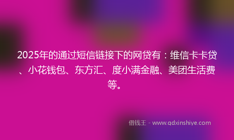 2025年的通过短信链接下的网贷有：维信卡卡贷、小花钱包、东方汇、度小满金融、美团生活费等。