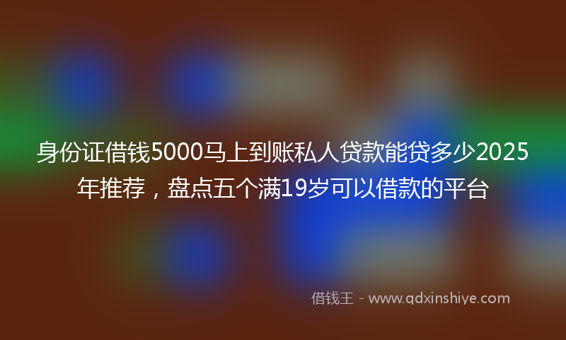 身份证借钱5000马上到账私人贷款能贷多少2025年推荐，盘点五个满19岁可以借款的平台