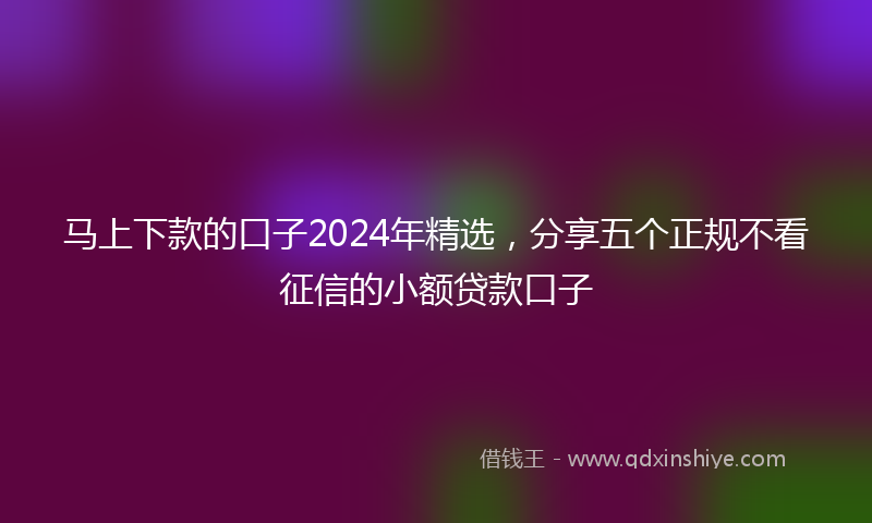 马上下款的口子2024年精选，分享五个正规不看征信的小额贷款口子