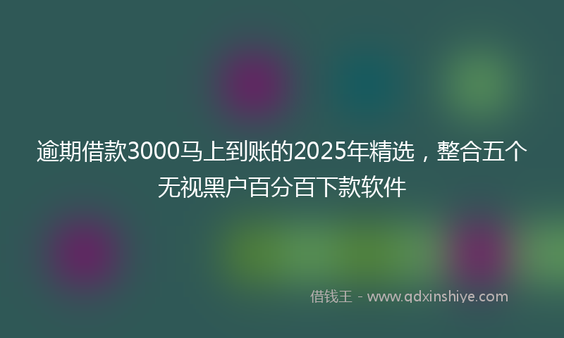 逾期借款3000马上到账的2025年精选，整合五个无视黑户百分百下款软件