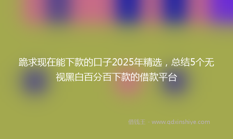 跪求现在能下款的口子2025年精选，总结5个无视黑白百分百下款的借款平台