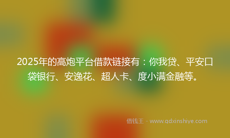 2025年的高炮平台借款链接有：你我贷、平安口袋银行、安逸花、超人卡、度小满金融等。