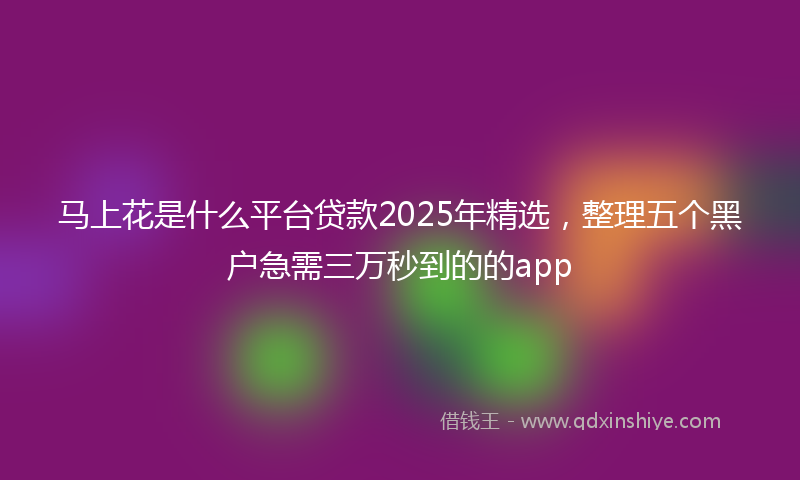 马上花是什么平台贷款2025年精选，整理五个黑户急需三万秒到的的app