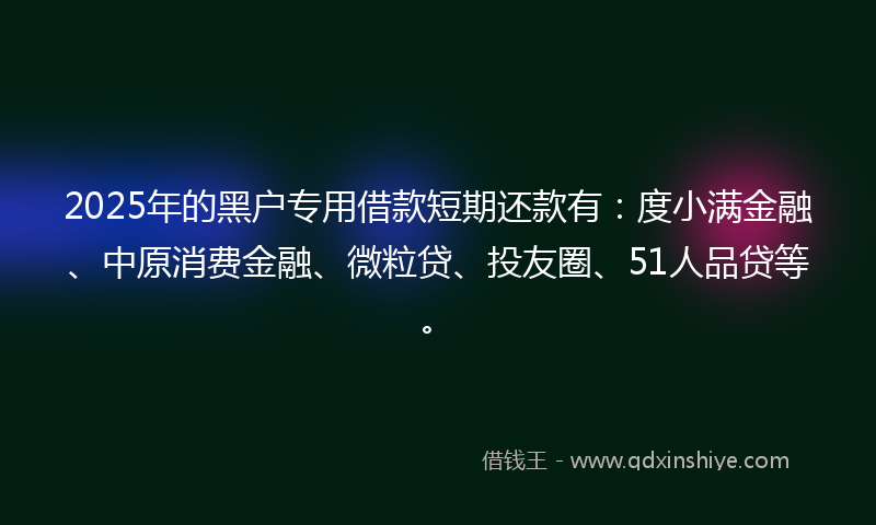 2025年的黑户专用借款短期还款有：度小满金融、中原消费金融、微粒贷、投友圈、51人品贷等。