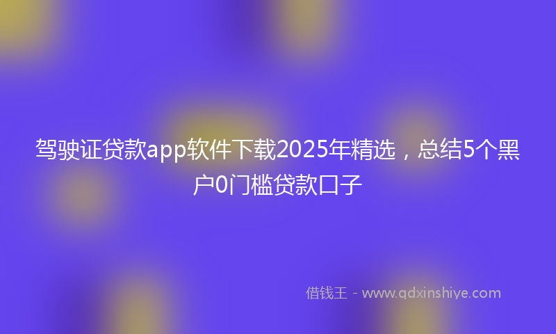 驾驶证贷款app软件下载2025年精选，总结5个黑户0门槛贷款口子