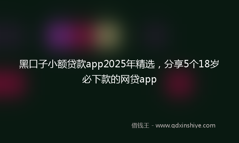 黑口子小额贷款app2025年精选，分享5个18岁必下款的网贷app