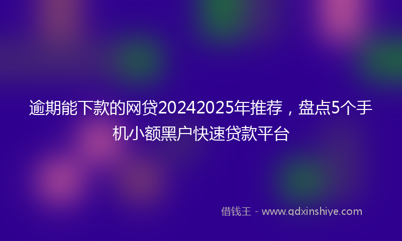 逾期能下款的网贷20242025年推荐，盘点5个手机小额黑户快速贷款平台