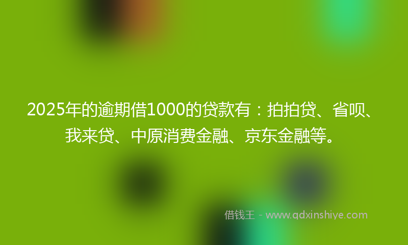 2025年的逾期借1000的贷款有：拍拍贷、省呗、我来贷、中原消费金融、京东金融等。