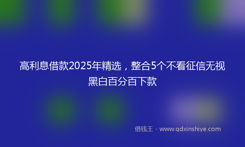高利息借款2025年精选，整合5个不看征信无视黑白百分百下款