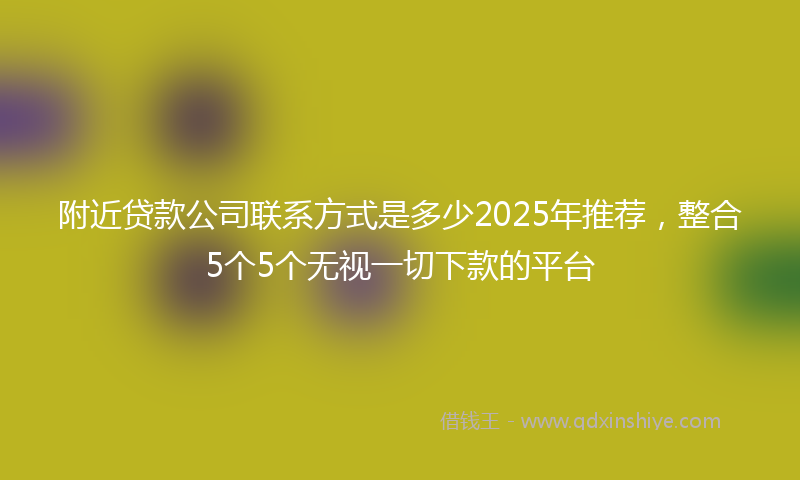 附近贷款公司联系方式是多少2025年推荐，整合5个5个无视一切下款的平台