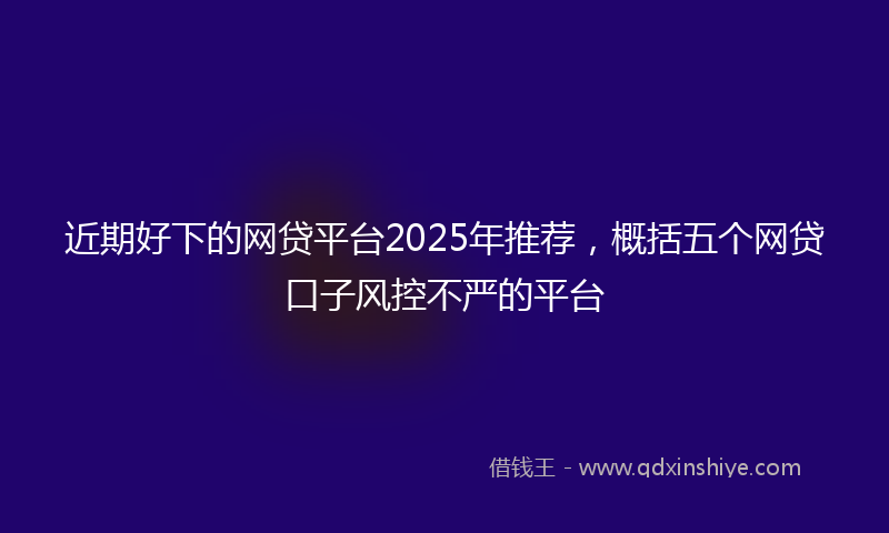 近期好下的网贷平台2025年推荐，概括五个网贷口子风控不严的平台