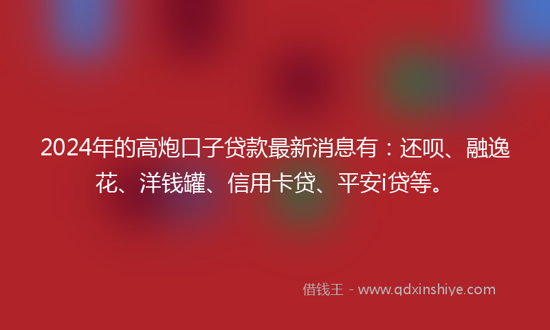 2024年的高炮口子贷款最新消息有：还呗、融逸花、洋钱罐、信用卡贷、平安i贷等。