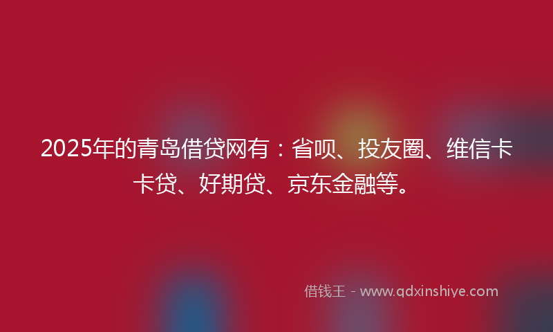 2025年的青岛借贷网有：省呗、投友圈、维信卡卡贷、好期贷、京东金融等。