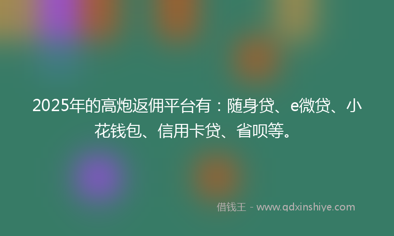 2025年的高炮返佣平台有：随身贷、e微贷、小花钱包、信用卡贷、省呗等。