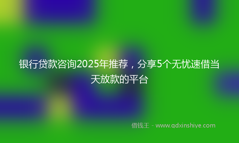 银行贷款咨询2025年推荐，分享5个无忧速借当天放款的平台