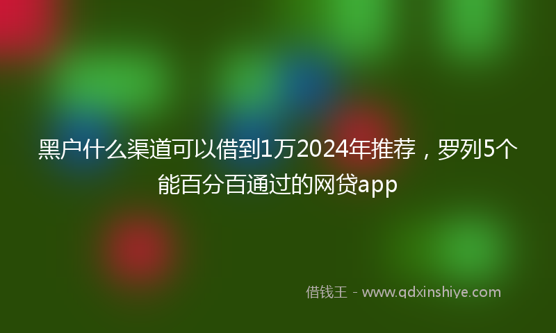 黑户什么渠道可以借到1万2024年推荐，罗列5个能百分百通过的网贷app