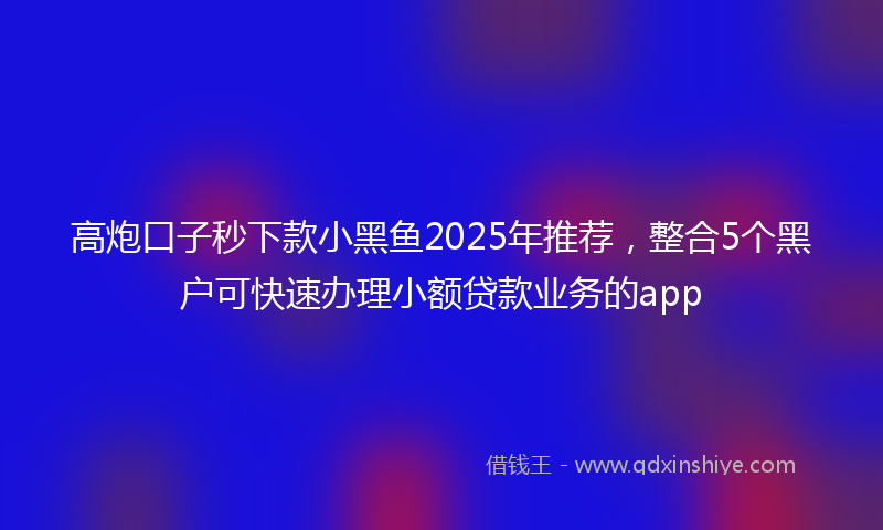高炮口子秒下款小黑鱼2025年推荐，整合5个黑户可快速办理小额贷款业务的app