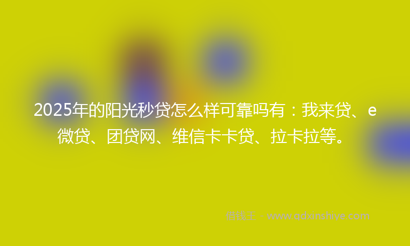 2025年的阳光秒贷怎么样可靠吗有：我来贷、e微贷、团贷网、维信卡卡贷、拉卡拉等。