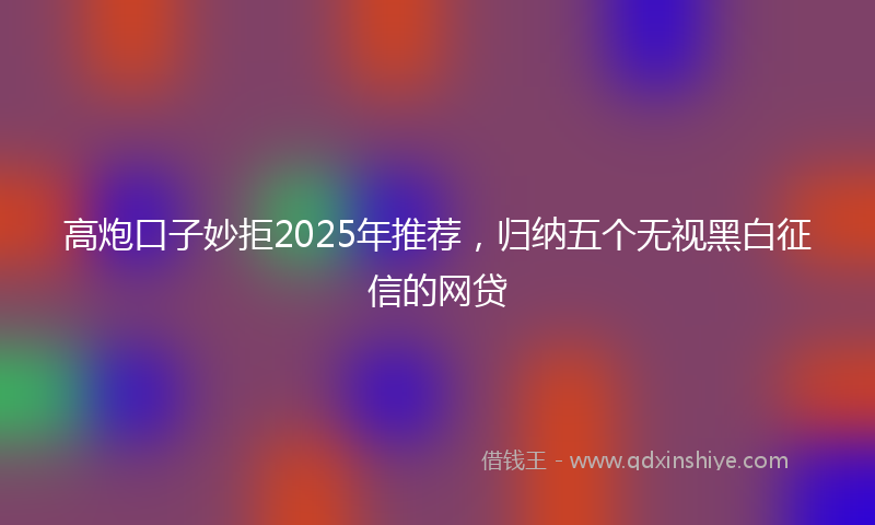 高炮口子妙拒2025年推荐，归纳五个无视黑白征信的网贷