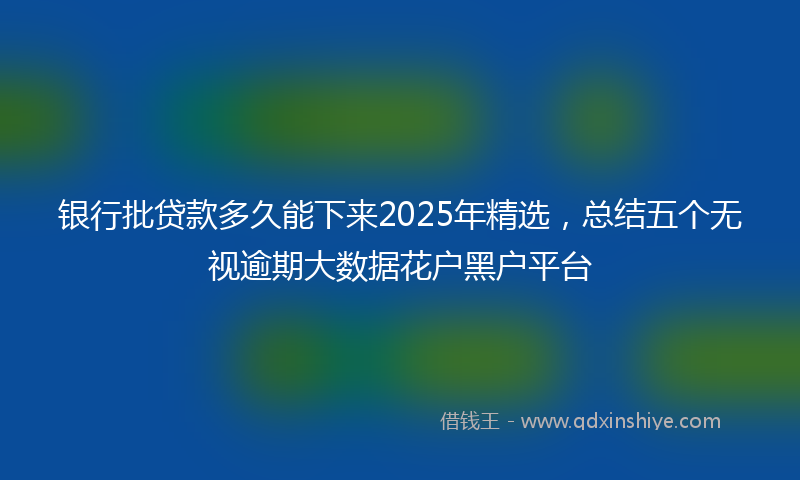 银行批贷款多久能下来2025年精选，总结五个无视逾期大数据花户黑户平台