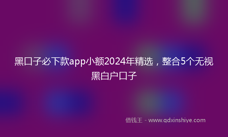 黑口子必下款app小额2024年精选，整合5个无视黑白户口子