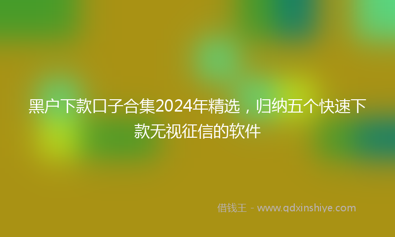 黑户下款口子合集2024年精选，归纳五个快速下款无视征信的软件