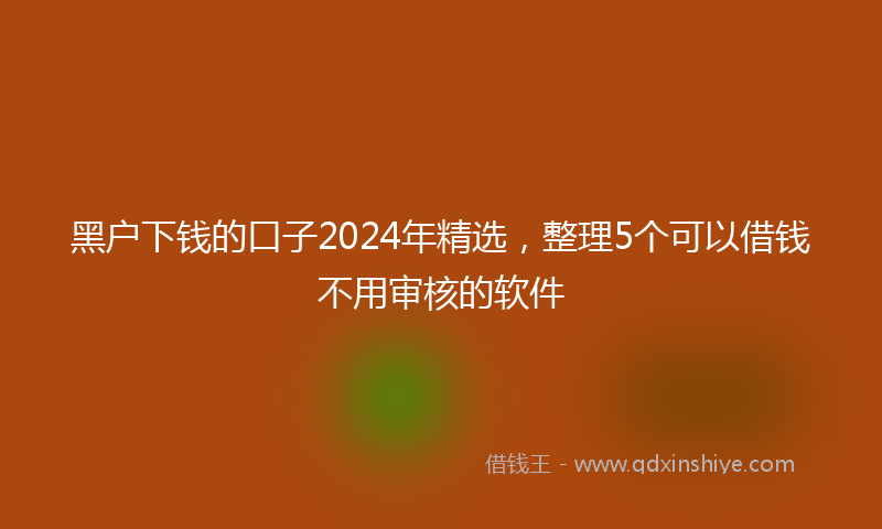 黑户下钱的口子2024年精选，整理5个可以借钱不用审核的软件