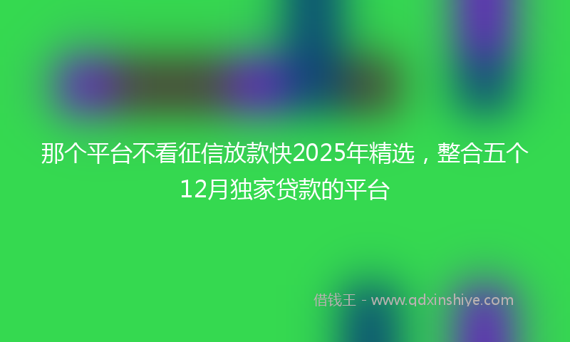 那个平台不看征信放款快2025年精选，整合五个12月独家贷款的平台