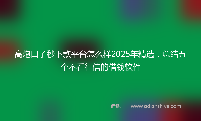 高炮口子秒下款平台怎么样2025年精选，总结五个不看征信的借钱软件