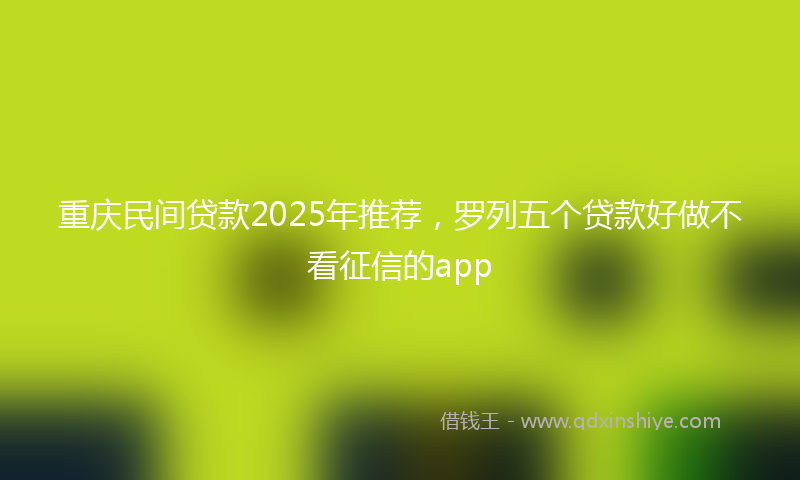 重庆民间贷款2025年推荐，罗列五个贷款好做不看征信的app