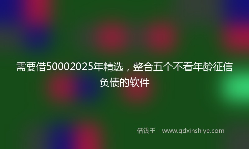 需要借50002025年精选，整合五个不看年龄征信负债的软件