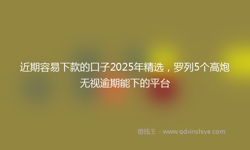 近期容易下款的口子2025年精选，罗列5个高炮无视逾期能下的平台
