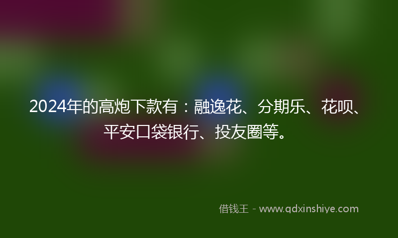 2024年的高炮下款有：融逸花、分期乐、花呗、平安口袋银行、投友圈等。
