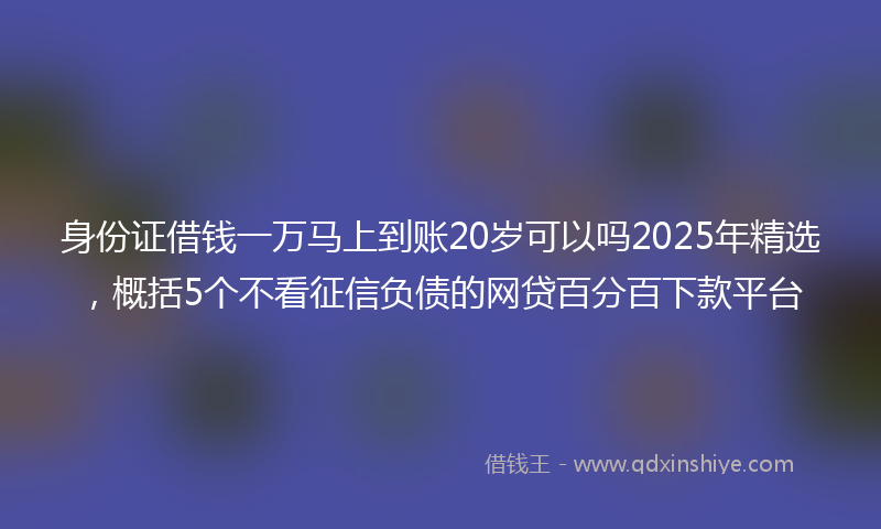 身份证借钱一万马上到账20岁可以吗2025年精选，概括5个不看征信负债的网贷百分百下款平台