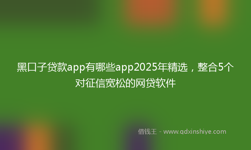黑口子贷款app有哪些app2025年精选，整合5个对征信宽松的网贷软件