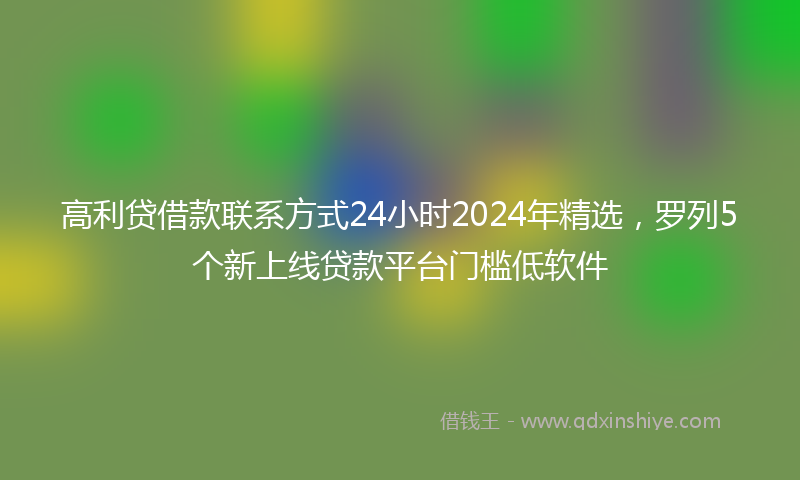 高利贷借款联系方式24小时2024年精选，罗列5个新上线贷款平台门槛低软件