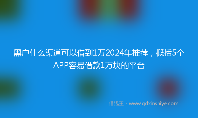 黑户什么渠道可以借到1万2024年推荐，概括5个APP容易借款1万块的平台