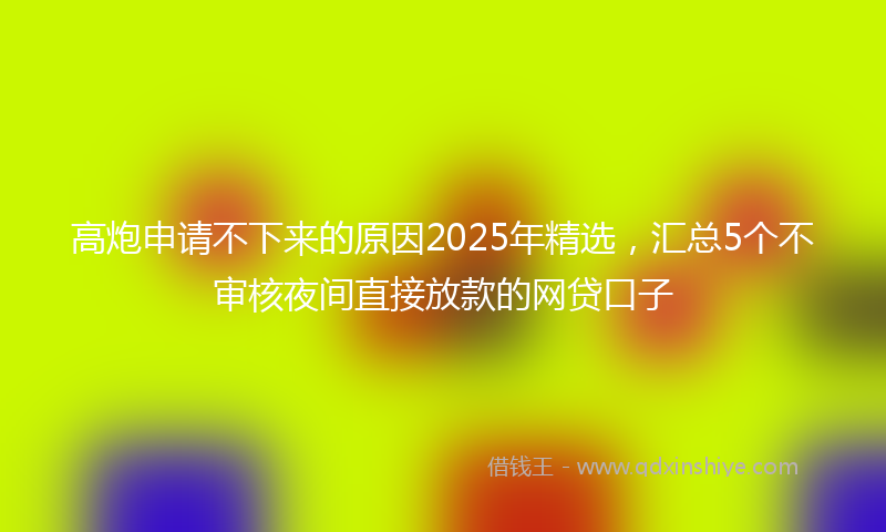 高炮申请不下来的原因2025年精选，汇总5个不审核夜间直接放款的网贷口子