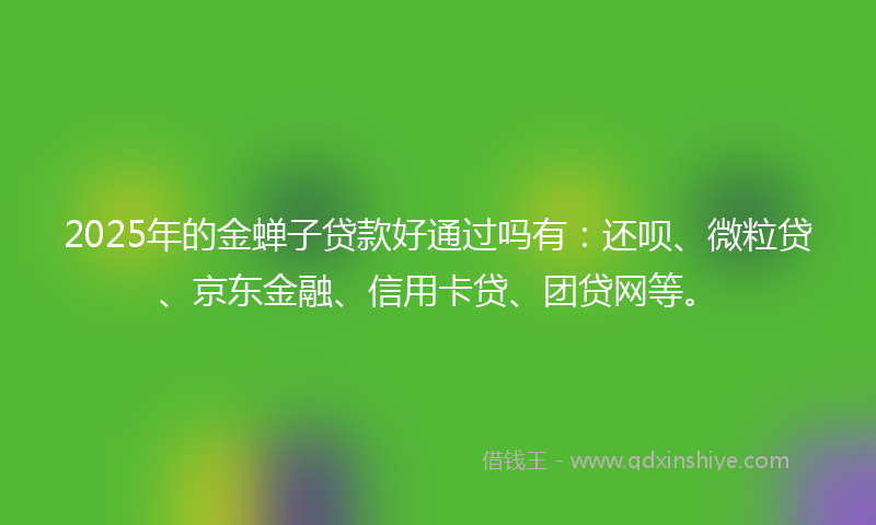 2025年的金蝉子贷款好通过吗有：还呗、微粒贷、京东金融、信用卡贷、团贷网等。