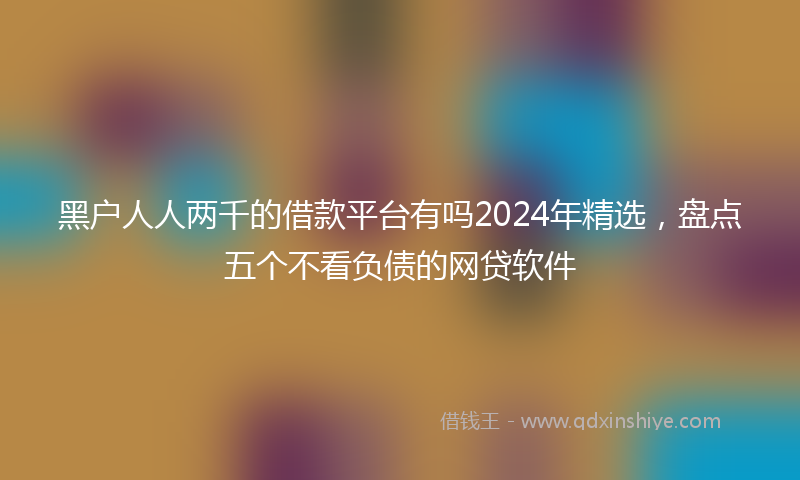 黑户人人两千的借款平台有吗2024年精选，盘点五个不看负债的网贷软件