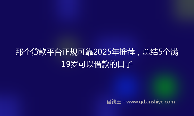 那个贷款平台正规可靠2025年推荐，总结5个满19岁可以借款的口子