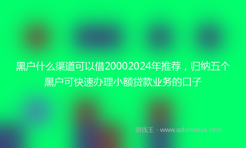 黑户什么渠道可以借20002024年推荐，归纳五个黑户可快速办理小额贷款业务的口子