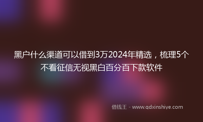 黑户什么渠道可以借到3万2024年精选，梳理5个不看征信无视黑白百分百下款软件