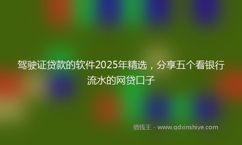 驾驶证贷款的软件2025年精选，分享五个看银行流水的网贷口子