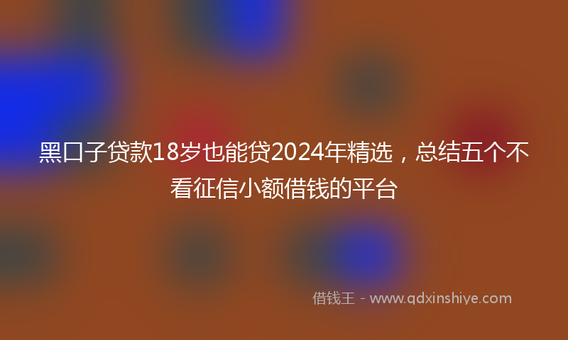 黑口子贷款18岁也能贷2024年精选，总结五个不看征信小额借钱的平台