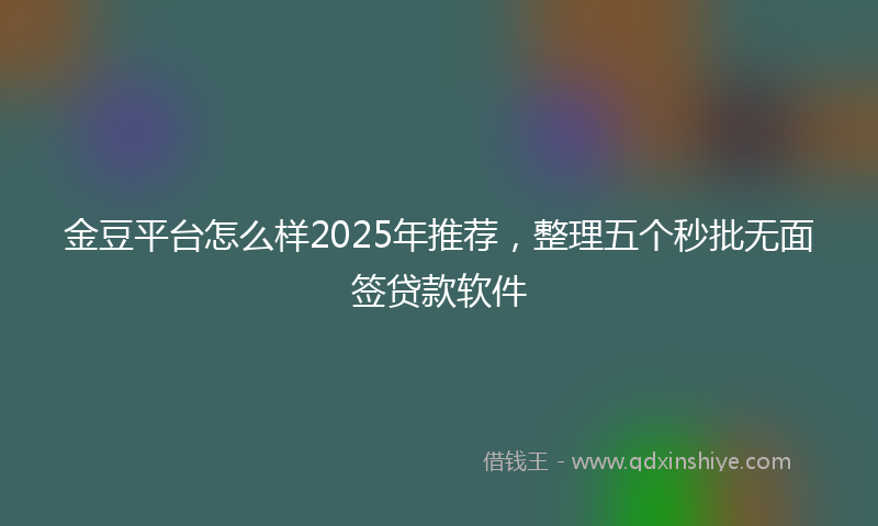 金豆平台怎么样2025年推荐，整理五个秒批无面签贷款软件