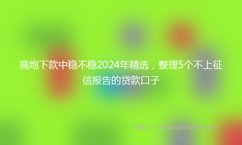高炮下款中稳不稳2024年精选，整理5个不上征信报告的贷款口子